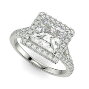 Luciana Princess Cut Pave Halo Split Shank Claw Set Ring - Nivetta